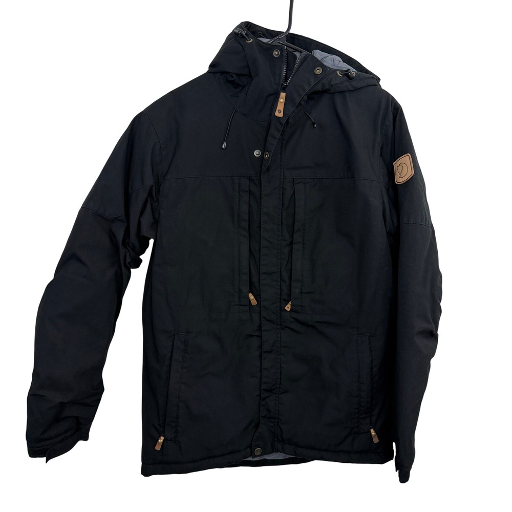 Fjallraven Jacket Mens Medium Black Skogso Padded Hooded G-1000 Outdoor Coat